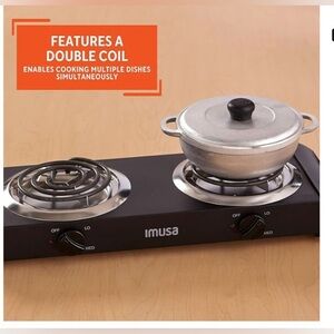 IMUSA USA GAU-80306 Electric Double Burner 1750-Watts , Black